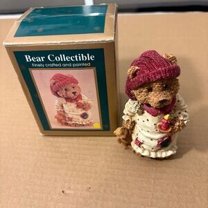 Studio Eluceo Bear‎ Collectible Figurine with Candle Pj's Red Hat 5" in Box